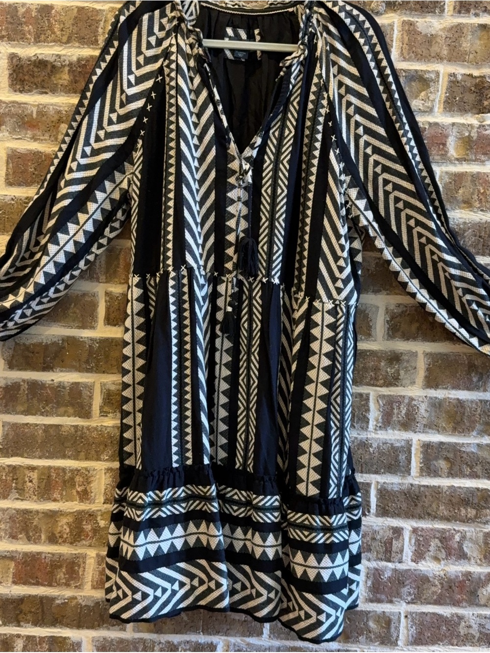 Anthropologie Maeve Black and Cream Patterned Top